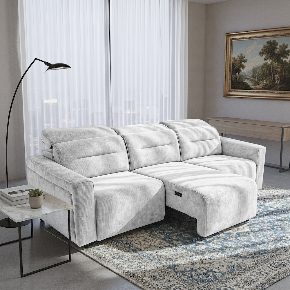Archie Fabric Power Slider Sofa | 3-Seater with Motorized Extendable Deep Seats | MidinMod 
