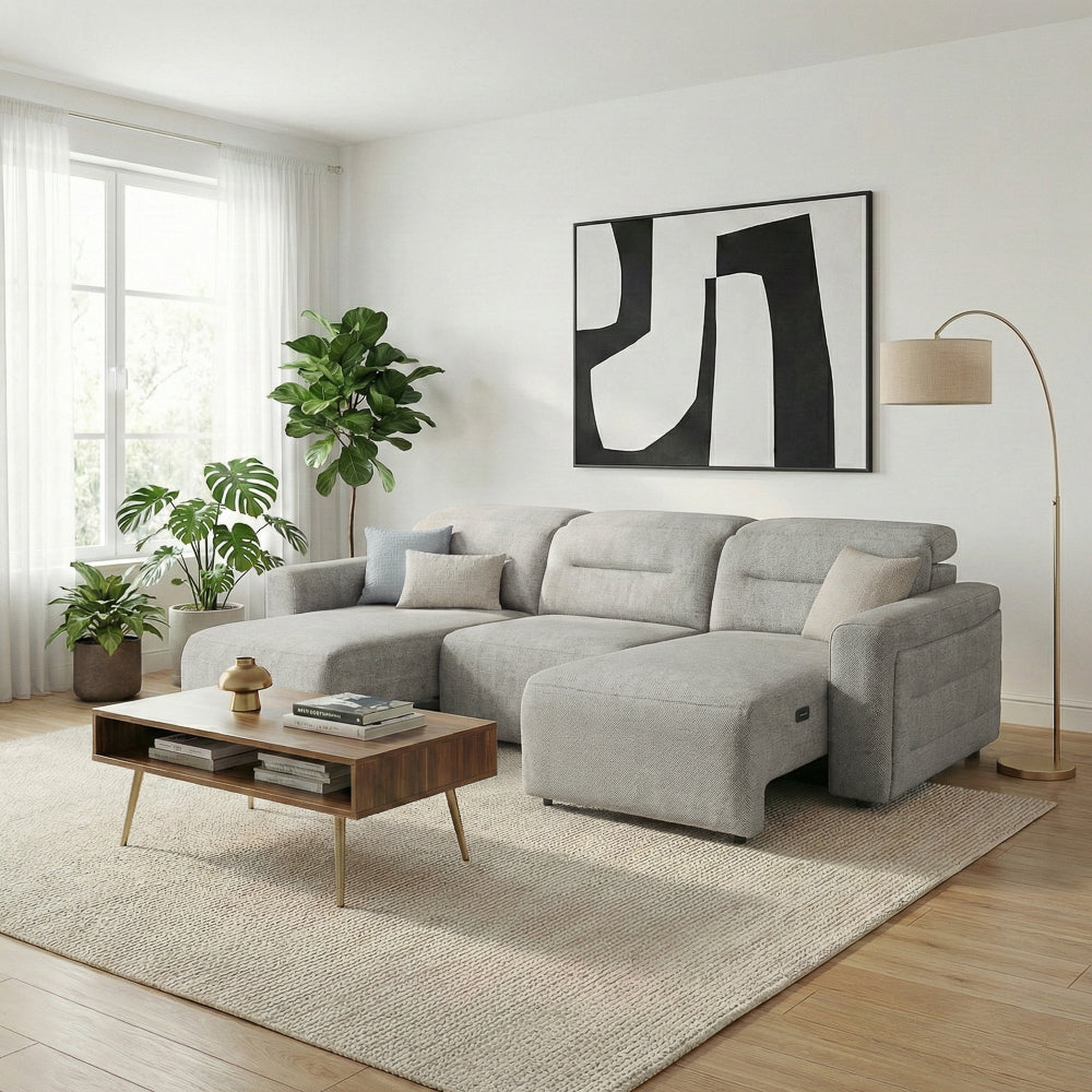 Archie Fabric Power Slider Sofa | 3-Seater with Motorized Extendable Deep Seats | MidinMod 