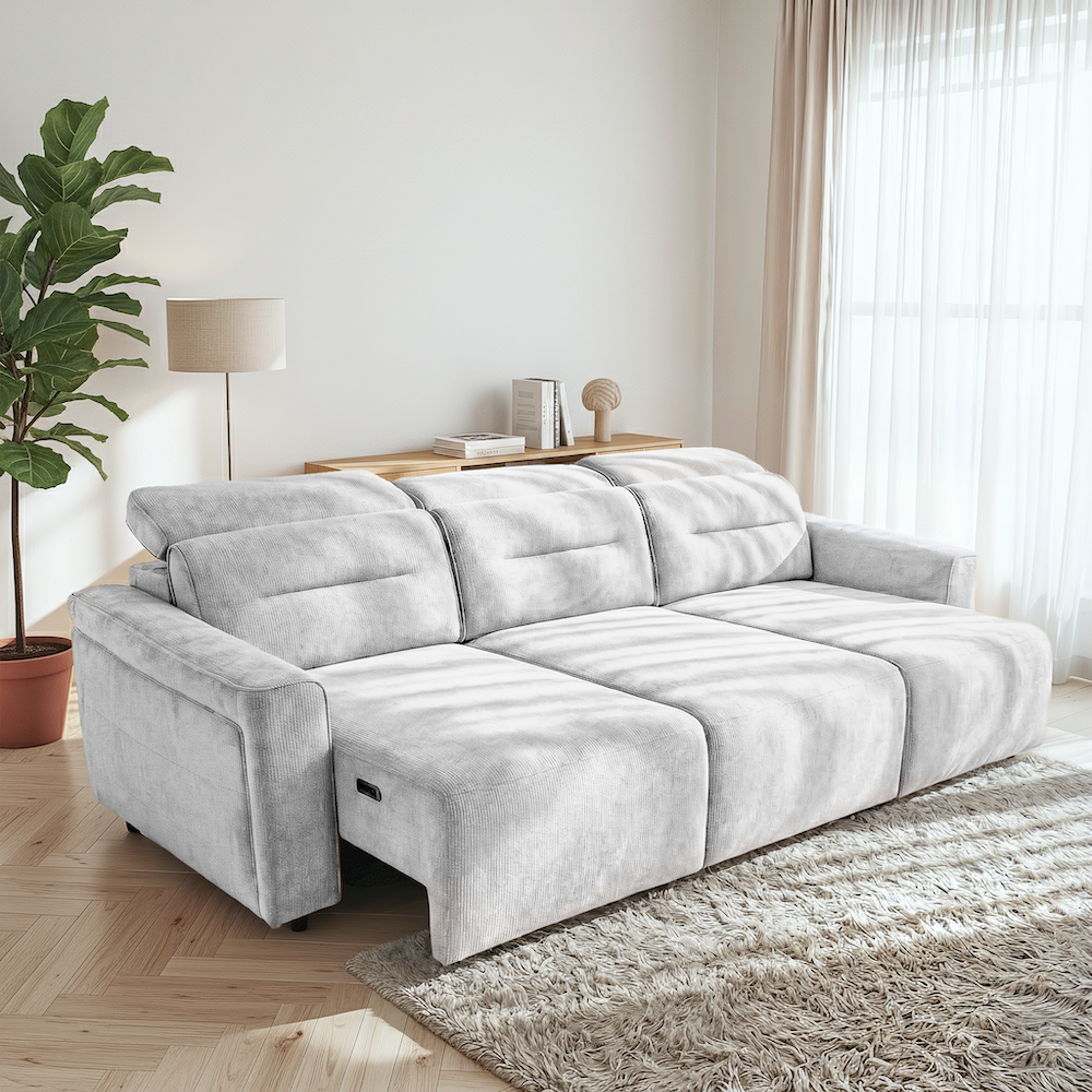 Archie Fabric Power Slider Sofa | 3-Seater with Motorized Extendable Deep Seats | MidinMod 
