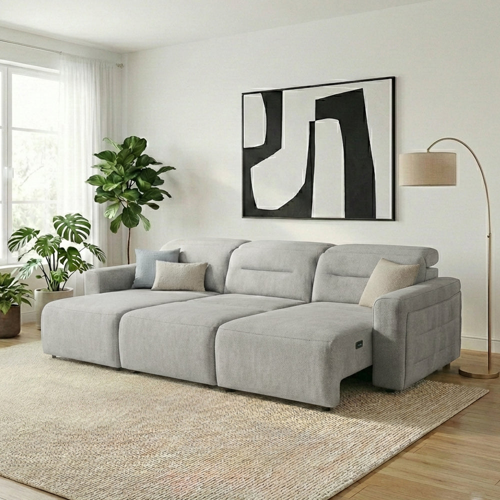 Archie Fabric Power Slider Sofa | 3-Seater with Motorized Extendable Deep Seats | MidinMod 