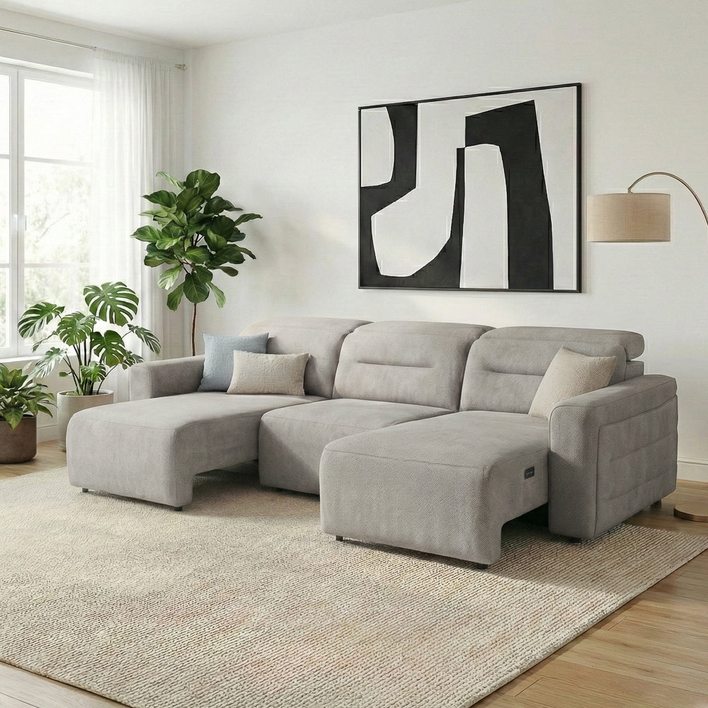 Archie Fabric Power Slider Sofa | 3-Seater with Motorized Extendable Deep Seats | MidinMod 