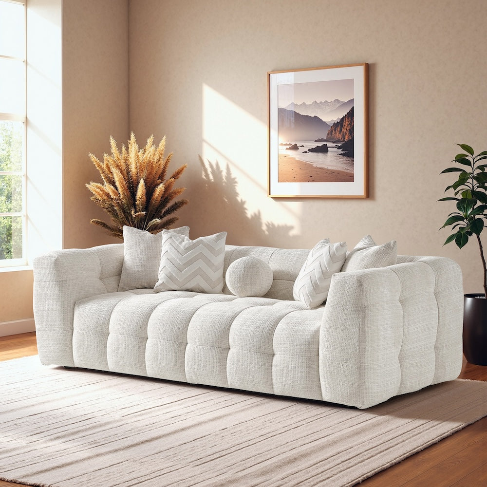 Aris Ivory Chenille Sofa - MidinMod - Furniture