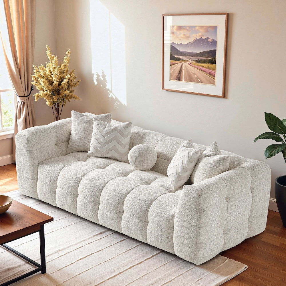 Aris Ivory Chenille Sofa - MidinMod - Furniture