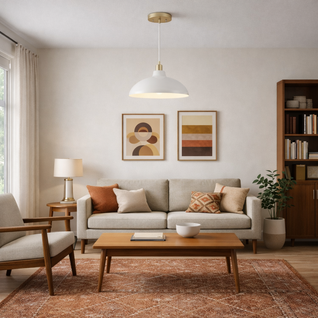 Astral White &  Gold Brass Single Light Pendant Lamp | MidinMod