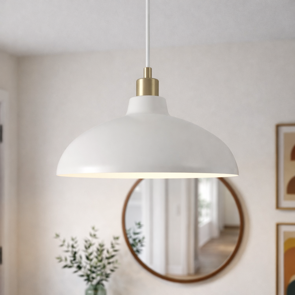 Astral White &  Gold Brass Single Light Pendant Lamp | MidinMod