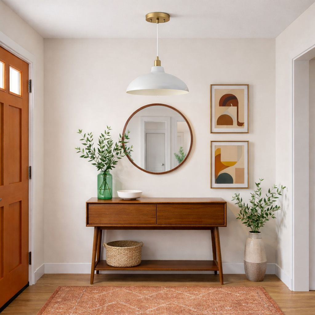 Astral White &  Gold Brass Single Light Pendant Lamp | MidinMod