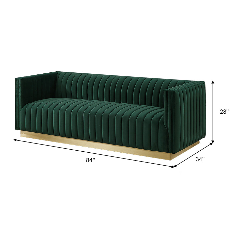 Atlanta Dark Green Velvet Sofa - MidinMod