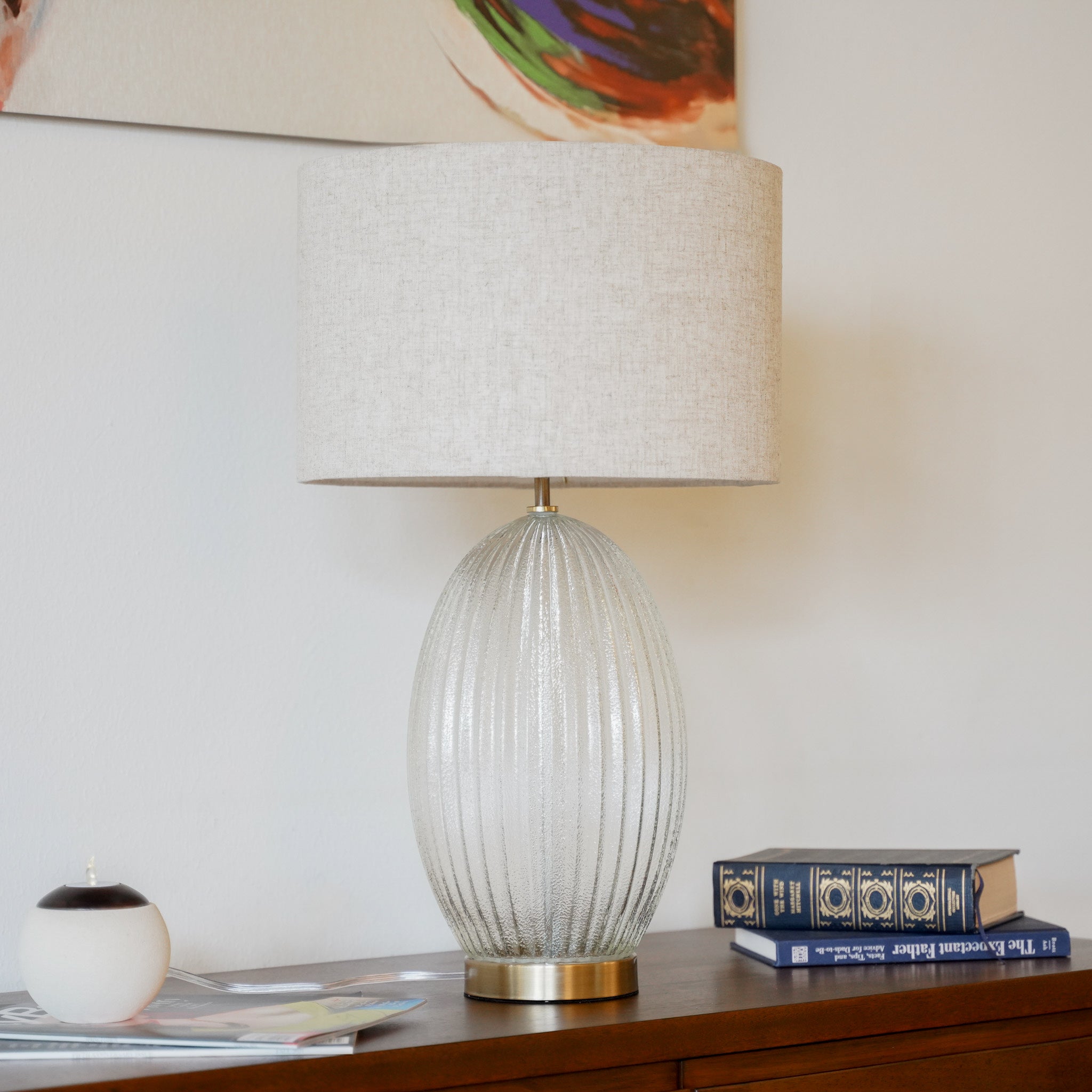  Aurora Table Lamp – Elegant Glass - Golden Base Design - MidinMod