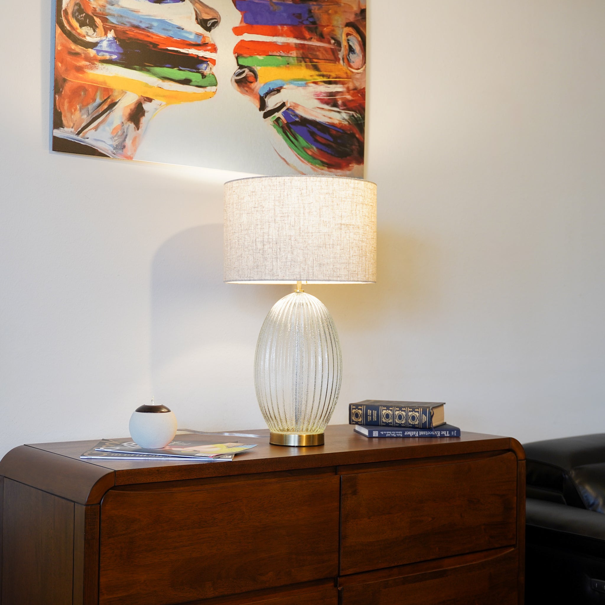  Aurora Table Lamp – Elegant Glass - Golden Base Design - MidinMod