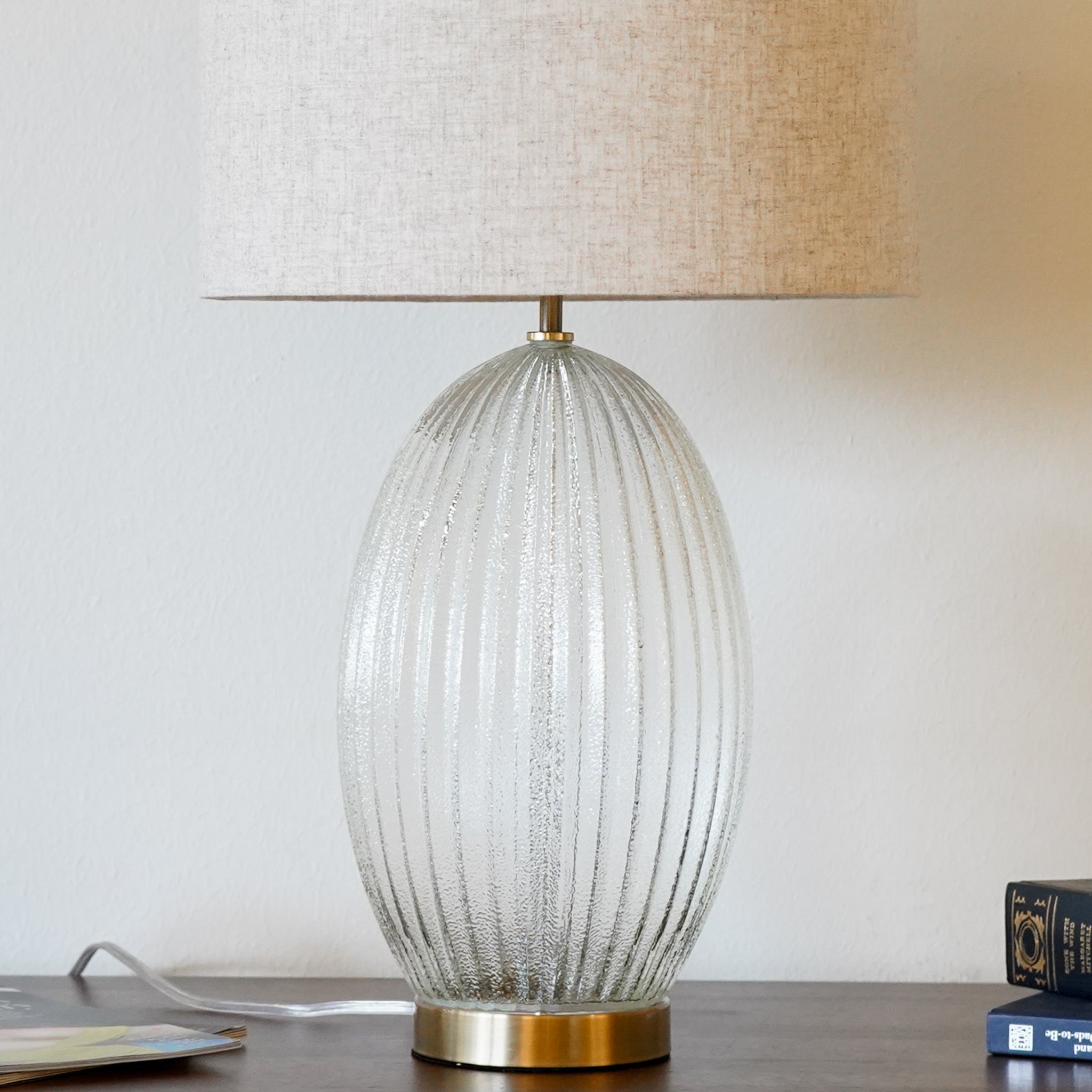  Aurora Table Lamp – Elegant Glass - Golden Base Design - MidinMod