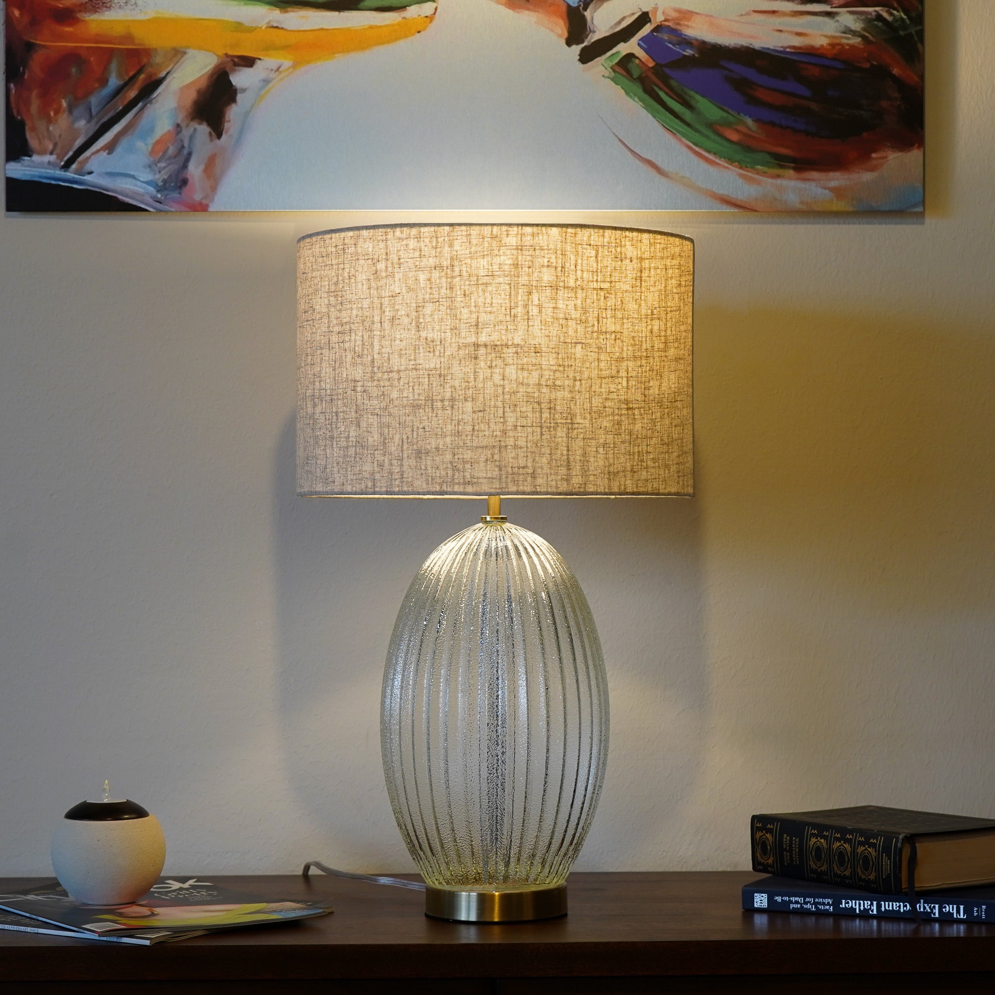  Aurora Table Lamp – Elegant Glass - Golden Base Design - MidinMod