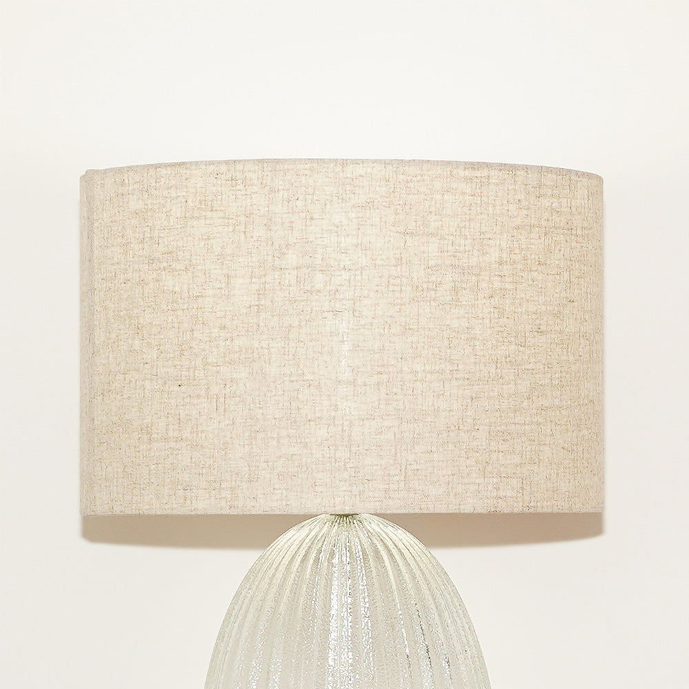 Aurora Ribbed Glass Lamp Base Clear  Table Lamp Large Linen Shade