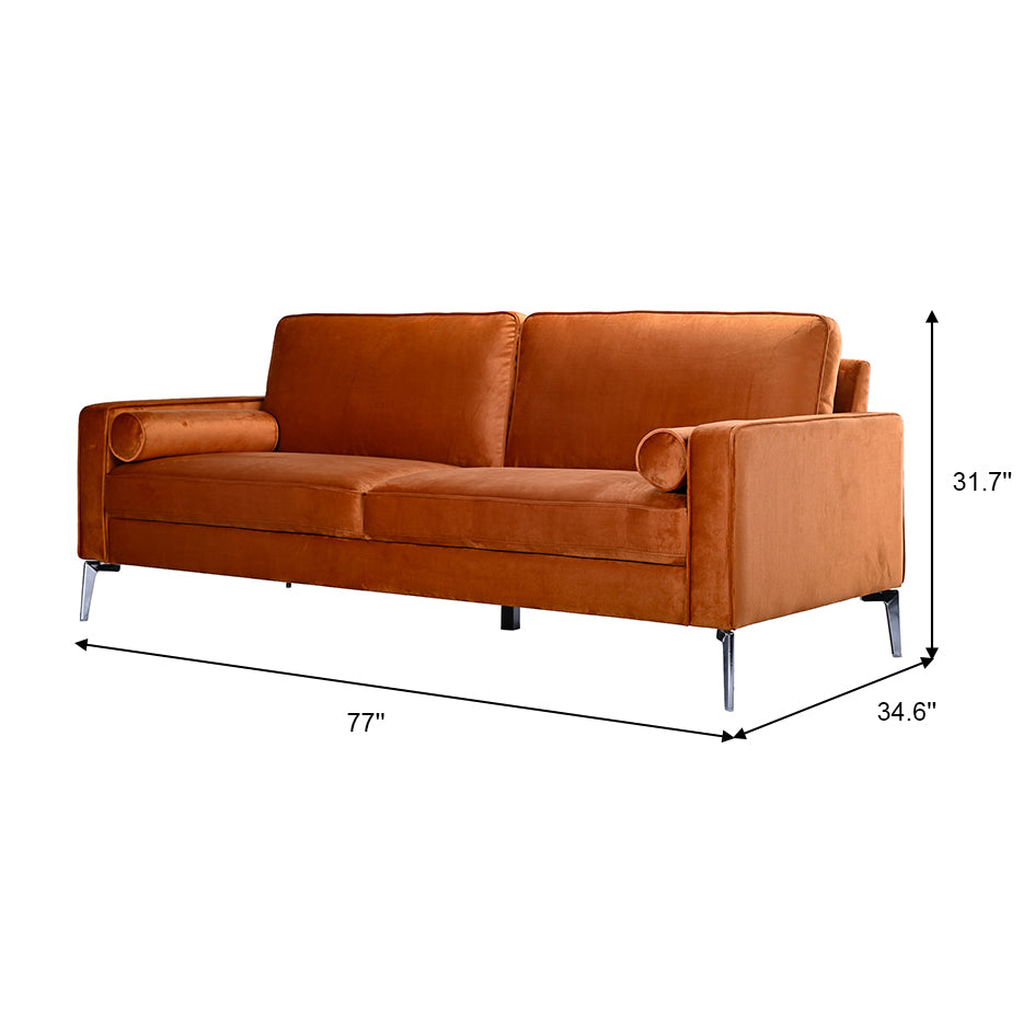 Axel Orange Velvet Sofa - MidinMod