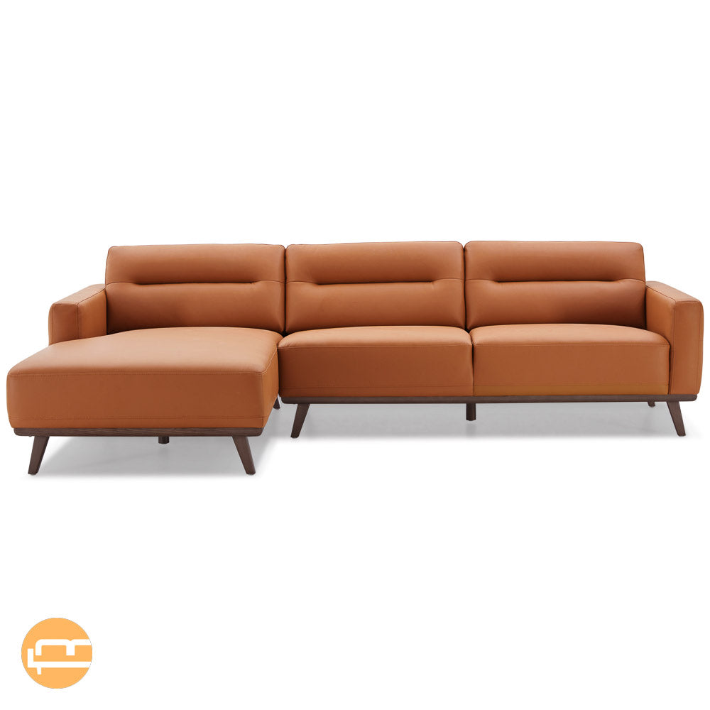 Baltic Sectional Left Cognac Leather Sofa - MidinMod