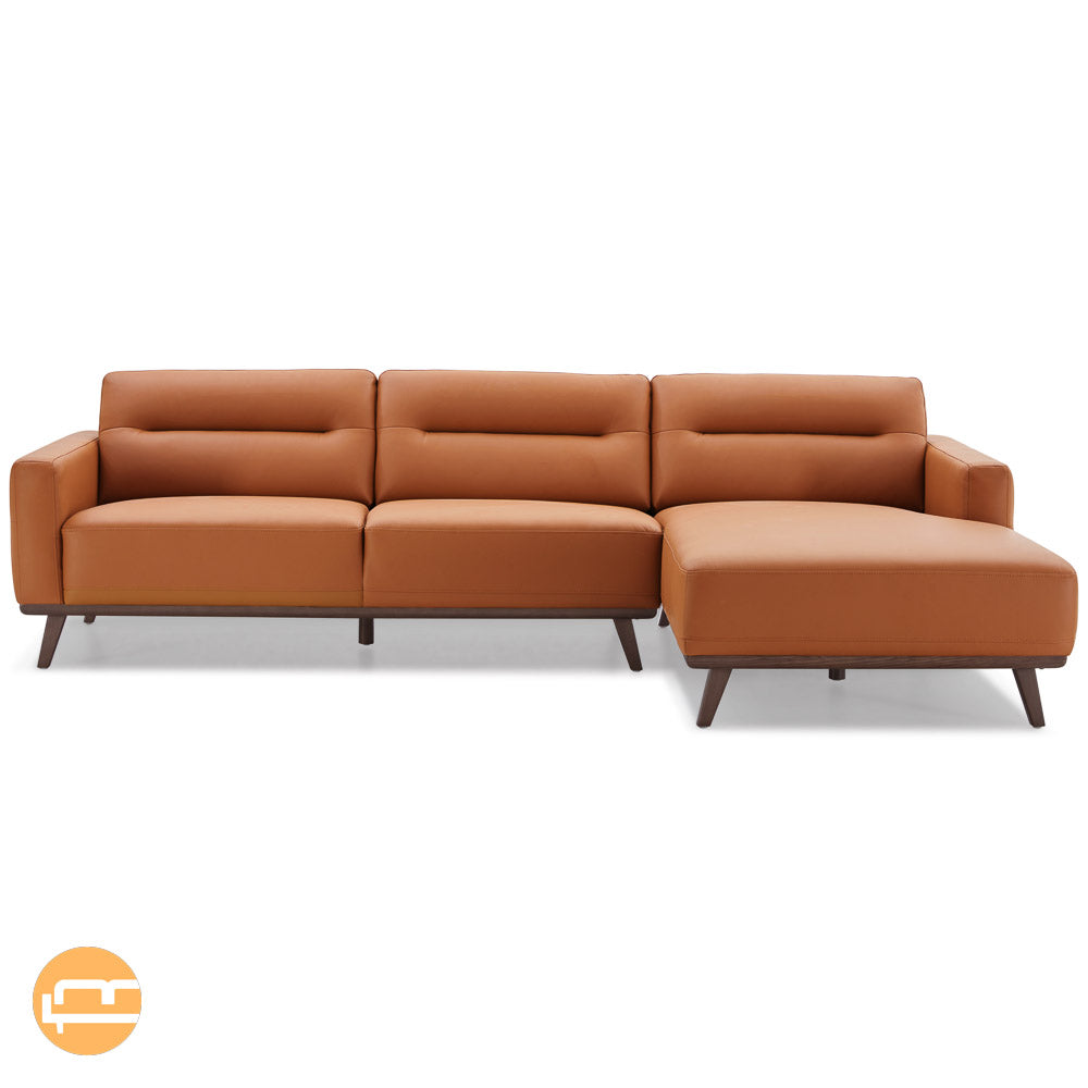 Baltic Sectional Right Cognac Leather Sofa