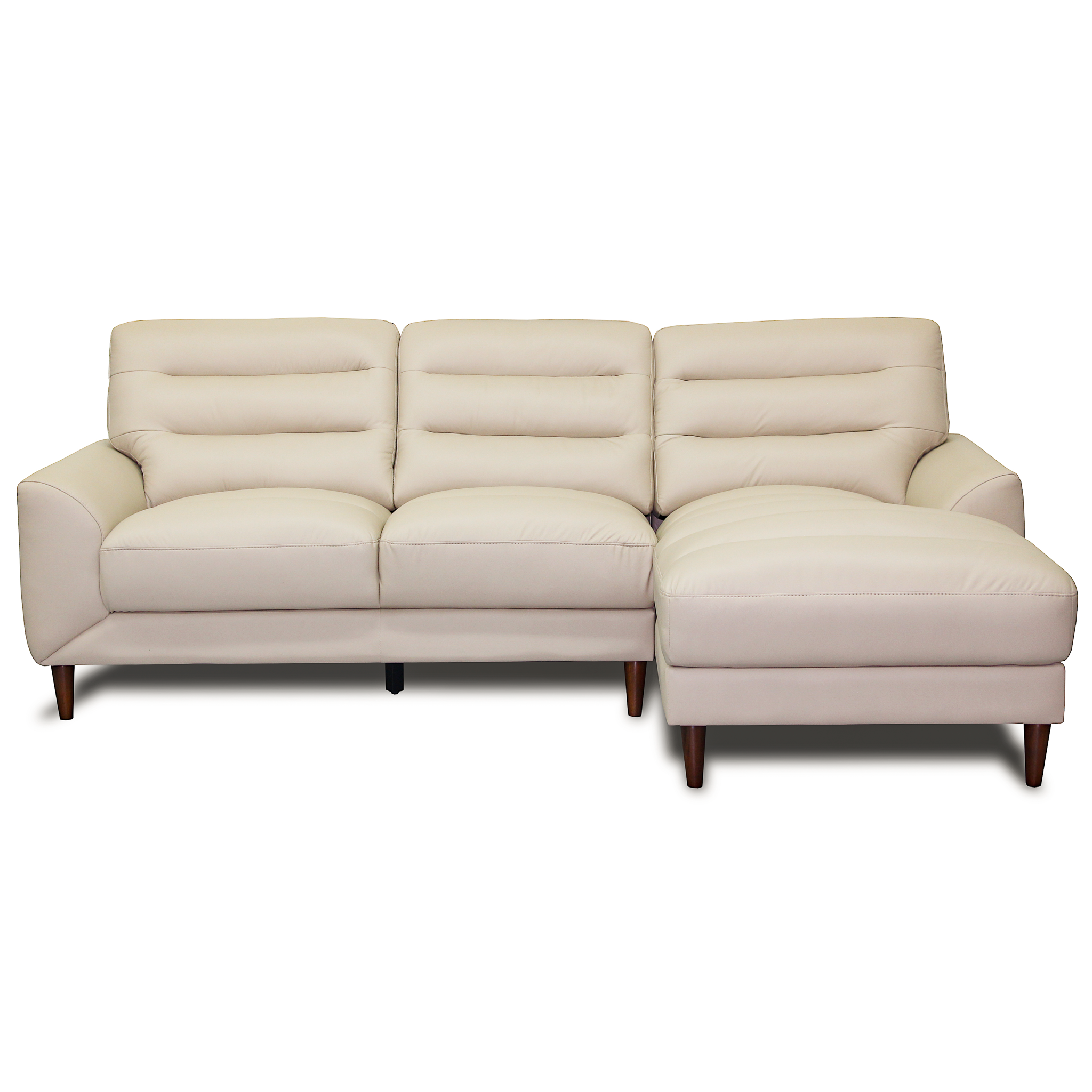 Barton Cream Leather Right-Facing Sectional Sofa with Extended Chaise | MidinMod