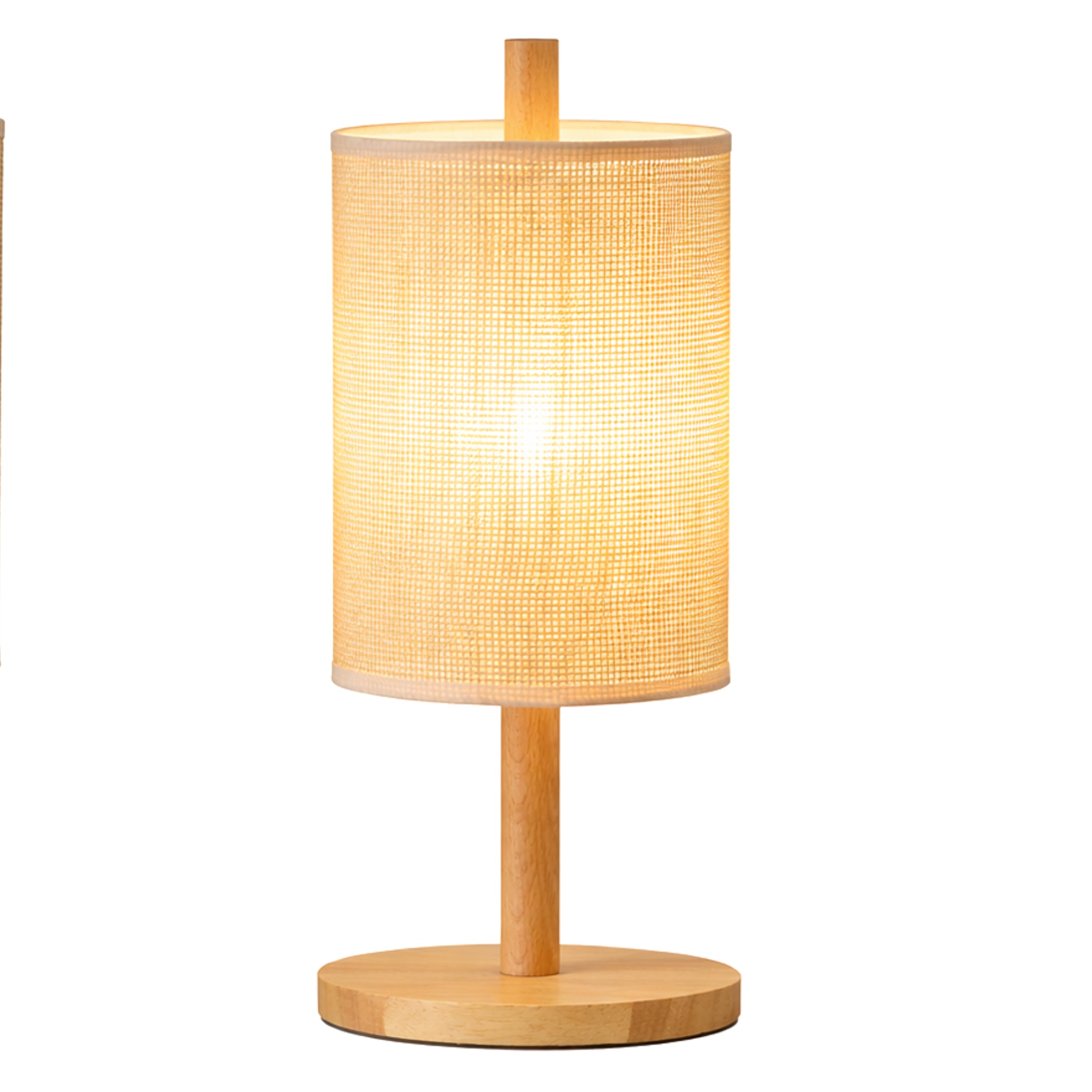 Beam Table Lamp | Oak-Colored Base & Paper Rattan Weave Shade | MidinMod