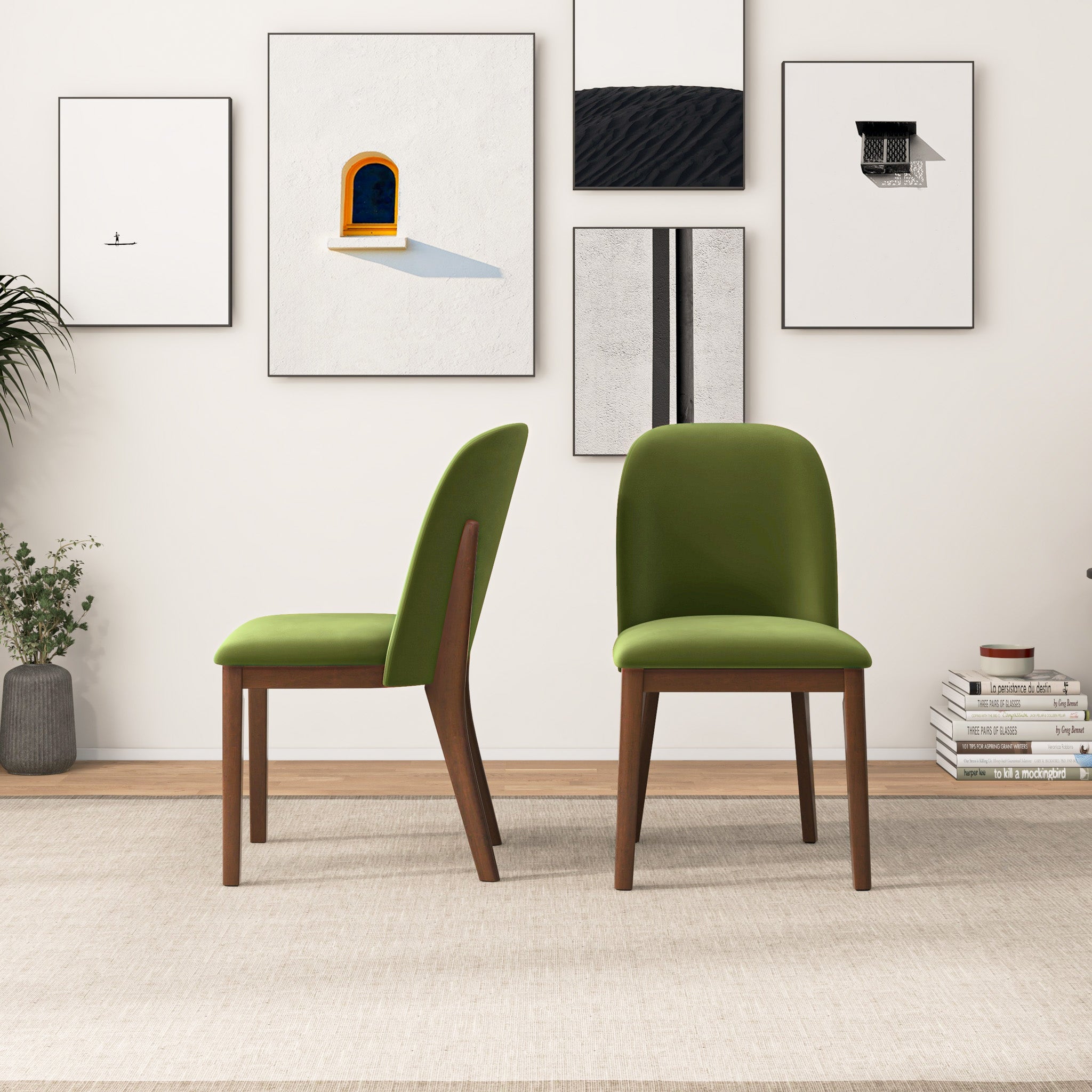 Belfast Green Velvet Dining Chair Set of 2 - MidinMod