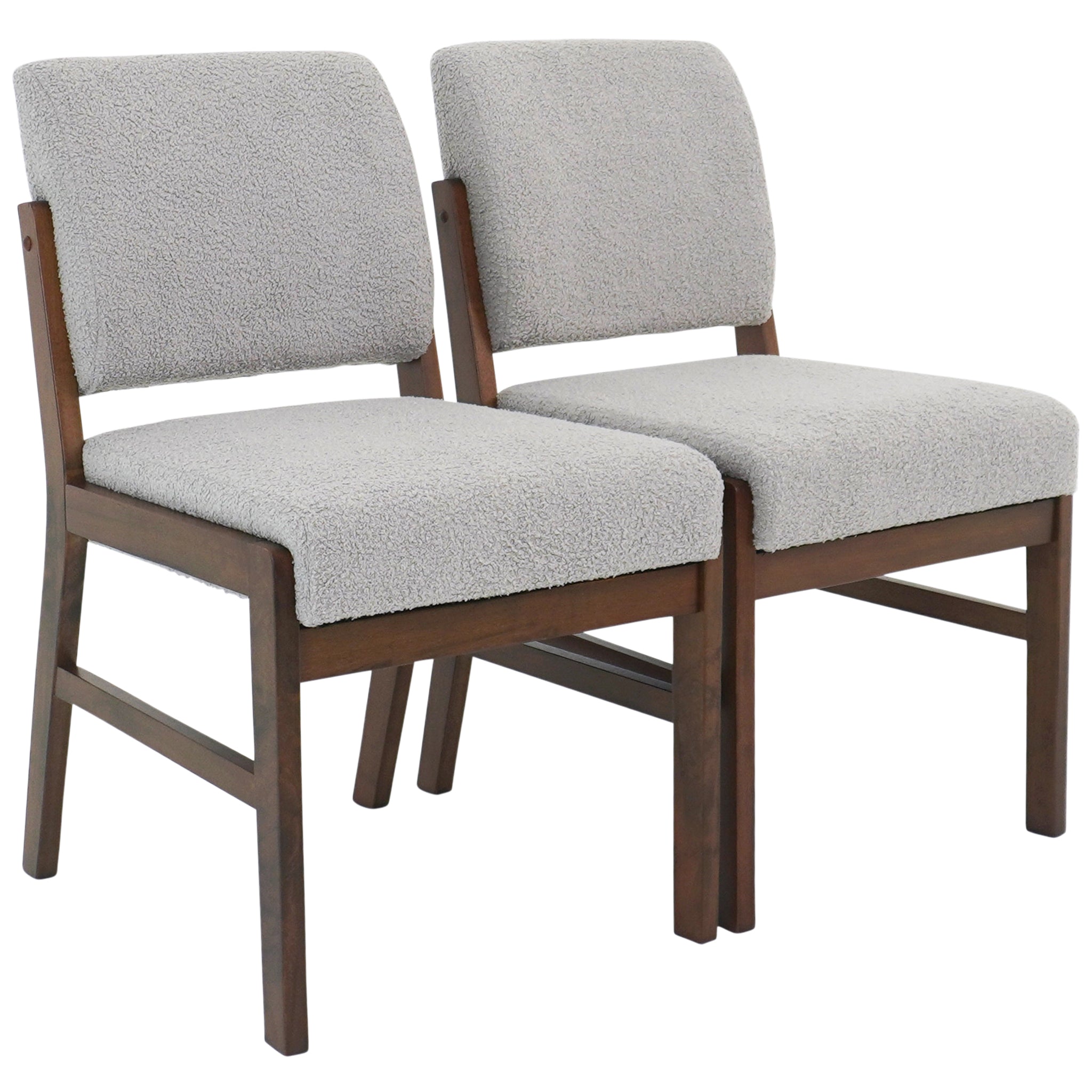 Bernard Dining Chair Set of 2 - Light Grey Boucle