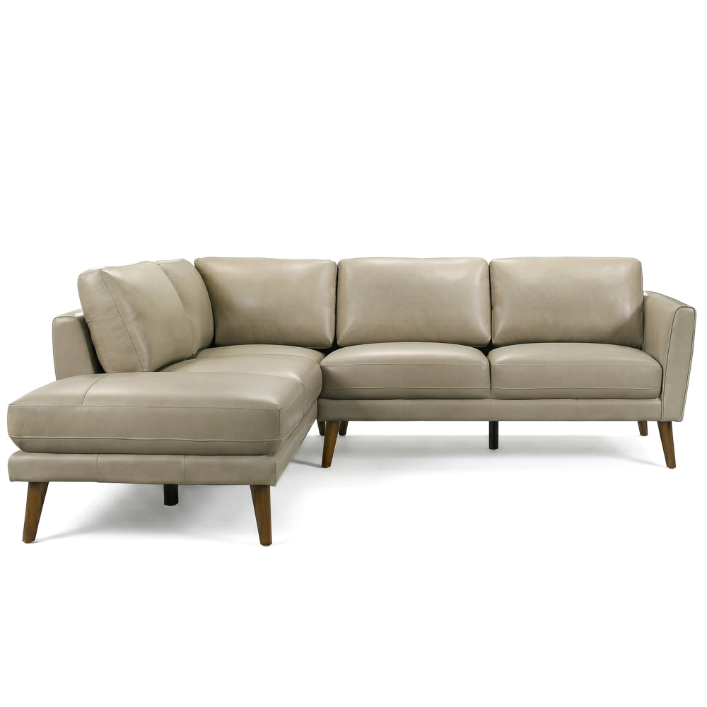 Bexley Genuine Leather L-Shaped Pillow Back Sectional Sofa | MidinMod
