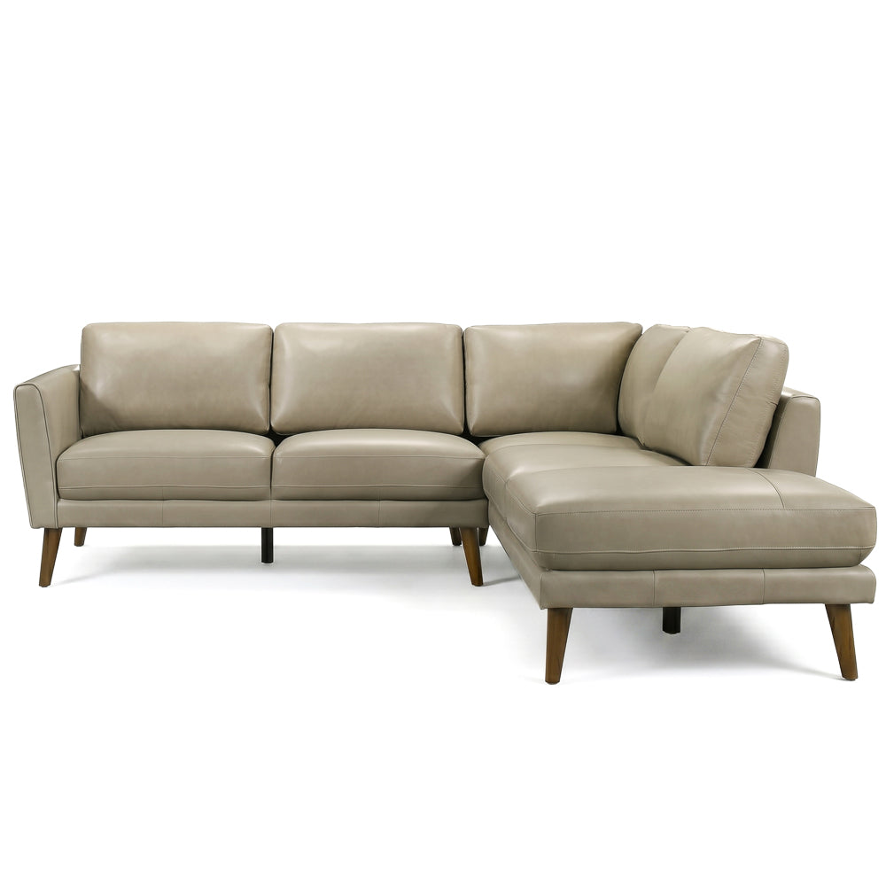 Bexley Genuine Leather L-Shaped Pillow Back Sectional Sofa | MidinMod