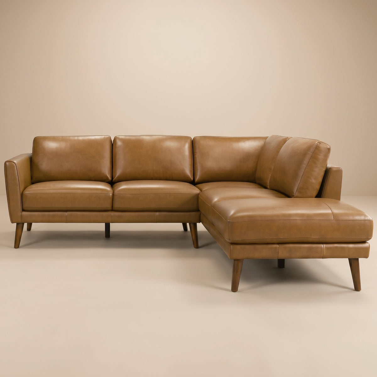 Bexley Genuine Leather L-Shaped Pillow Back Sectional Sofa | MidinMod