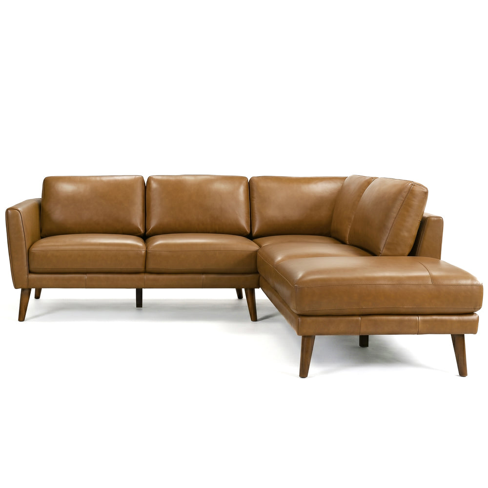 Bexley Genuine Leather L-Shaped Pillow Back Sectional Sofa | MidinMod