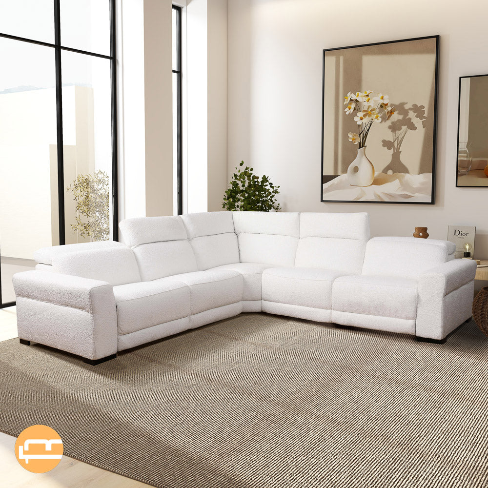 Bloomington Reclining Sectional Sofa - White Boucle