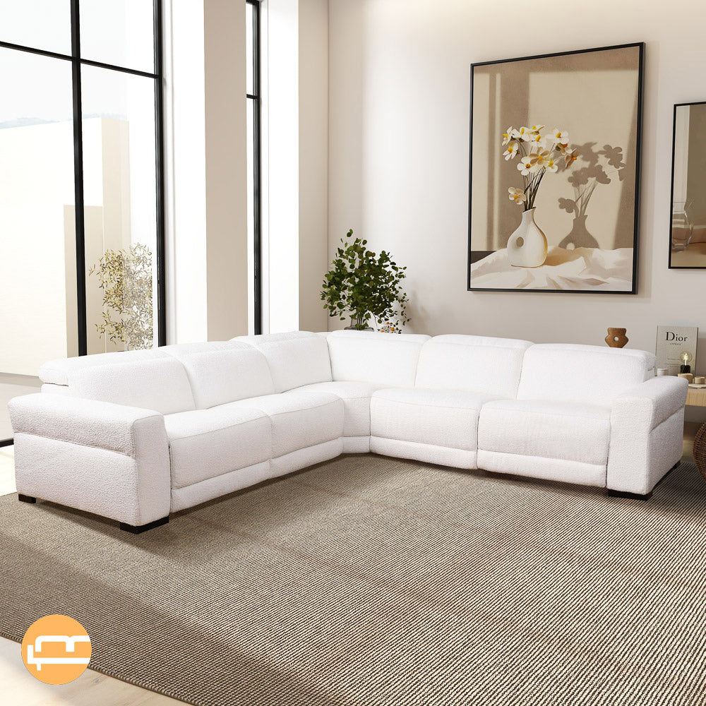 Bloomington Reclining Sectional Sofa - White Boucle