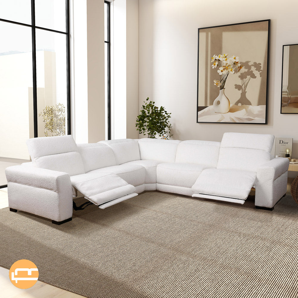 Bloomington Reclining Sectional Sofa - White Boucle