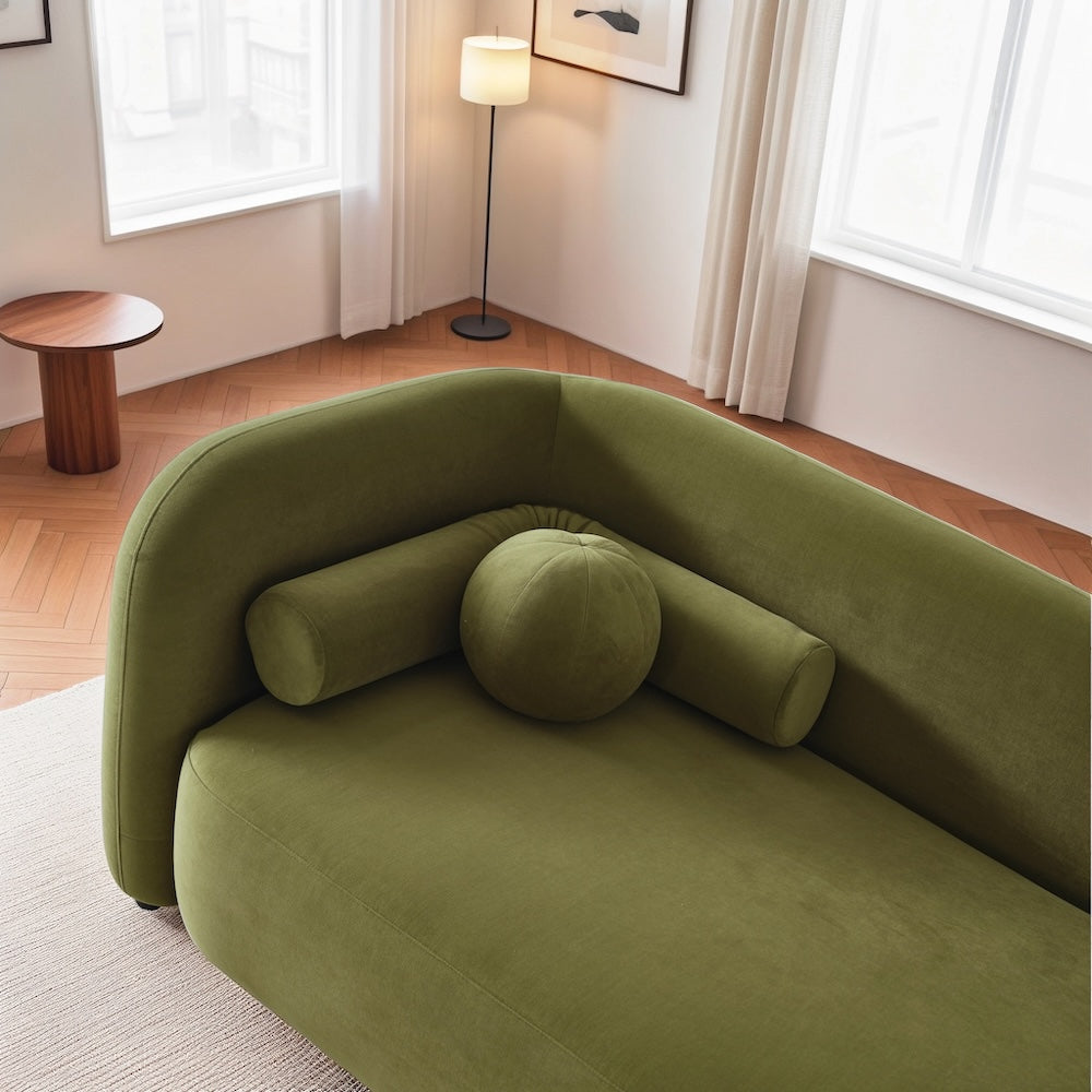 Bodrum Japandi Style Luxury Modern Velvet Fabric Curvy Sofa - MidinMod
