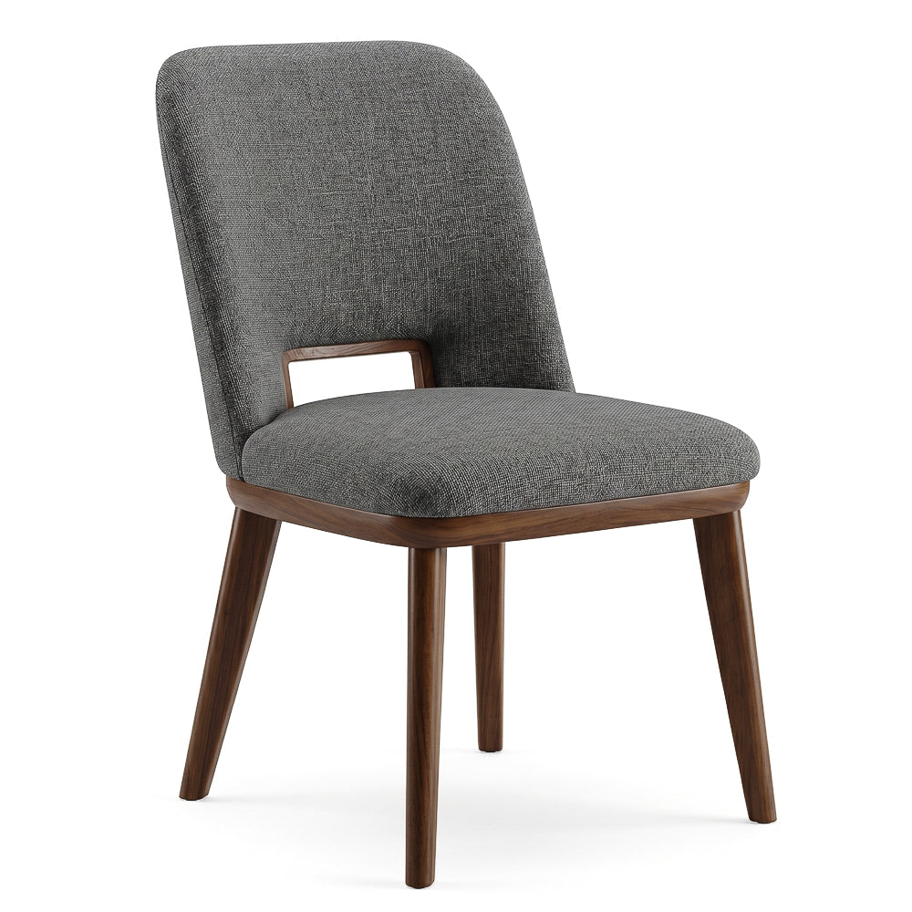 Bonney Dark Grey Fabric Dining Chairs | Modern Mid-Century Solid Wood Side Chairs | MidinMod