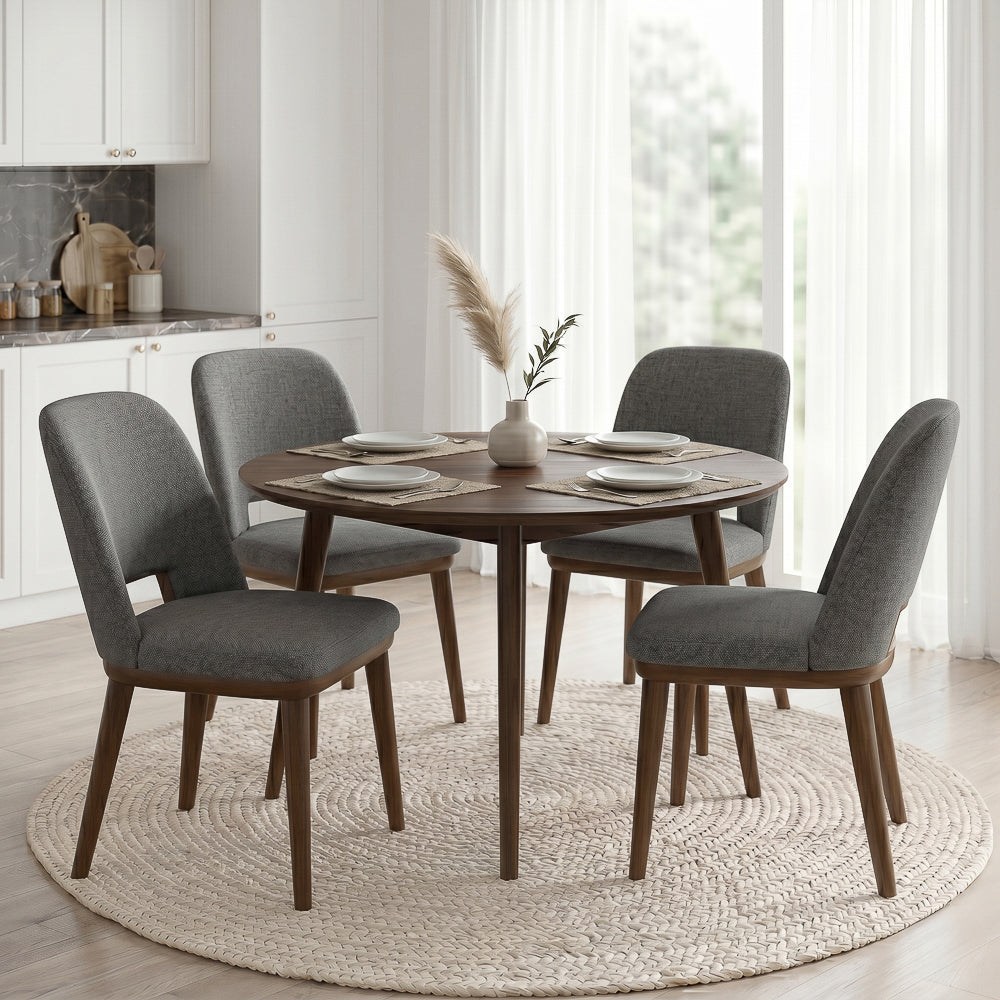 Bonney Dark Grey Fabric Dining Chairs | Modern Mid-Century Solid Wood Side Chairs | MidinMod