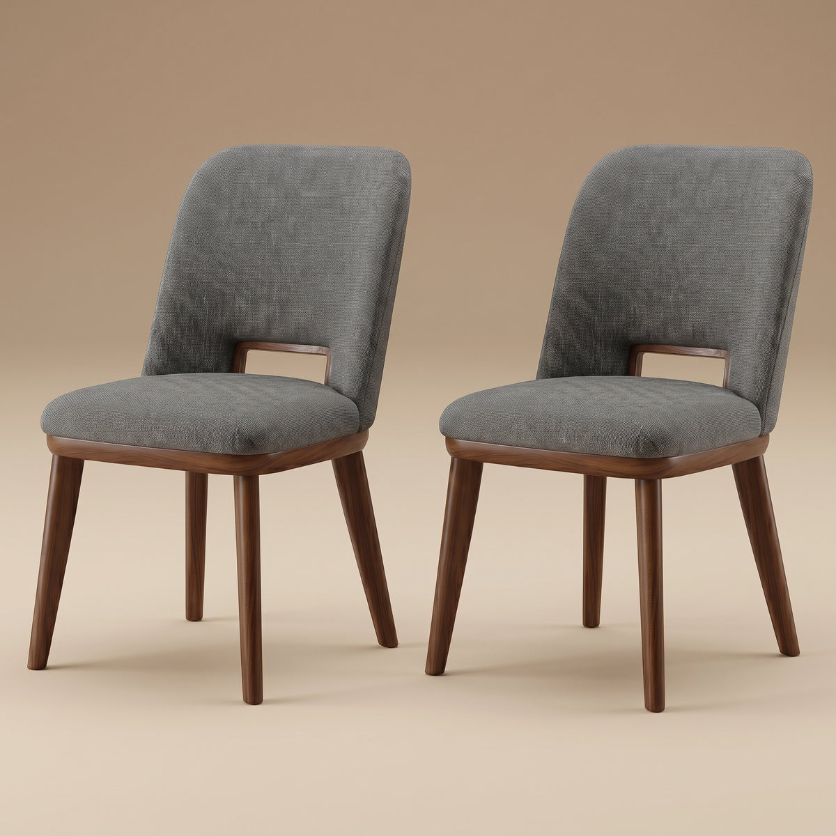 Bonney Dark Grey Fabric Dining Chairs | Modern Mid-Century Solid Wood Side Chairs | MidinMod