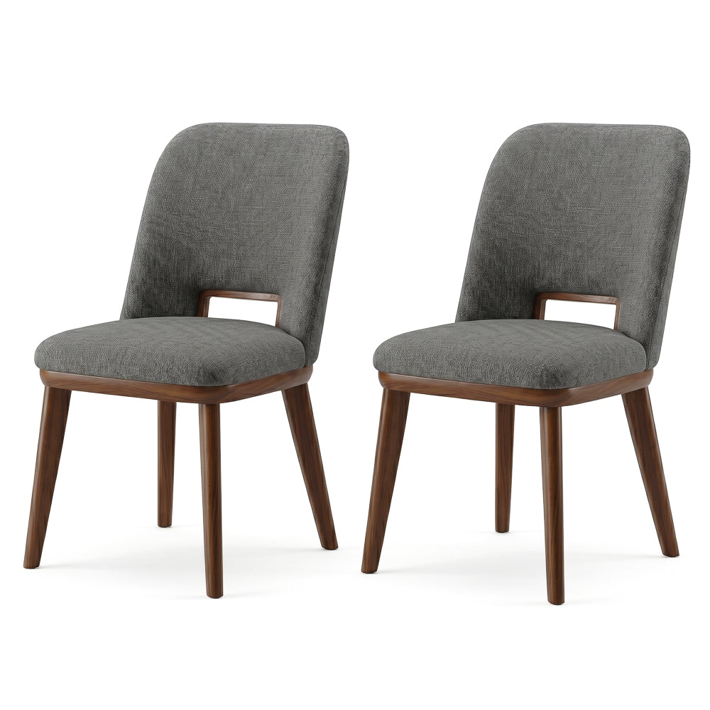 Bonney Dark Grey Fabric Dining Chairs | Modern Mid-Century Solid Wood Side Chairs | MidinMod