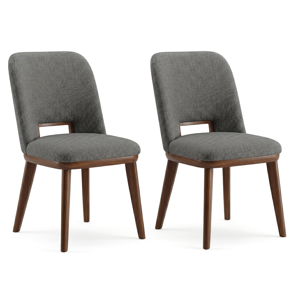 Bonney Dark Grey Fabric Dining Chairs | Modern Mid-Century Solid Wood Side Chairs | MidinMod