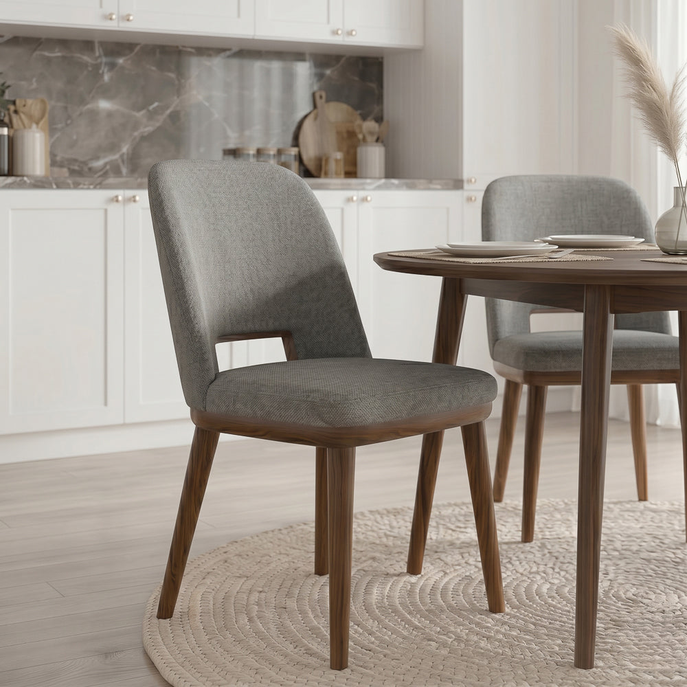 Bonney Light Grey Fabric Dining Chairs | Modern Mid-Century Solid Wood Side Chairs | MidinMod