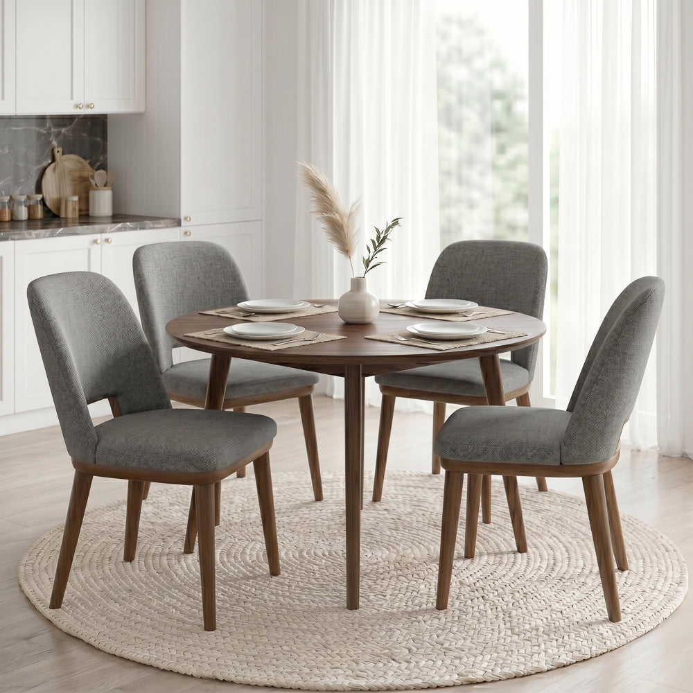 Bonney Light Grey Fabric Dining Chairs | Modern Mid-Century Solid Wood Side Chairs | MidinMod
