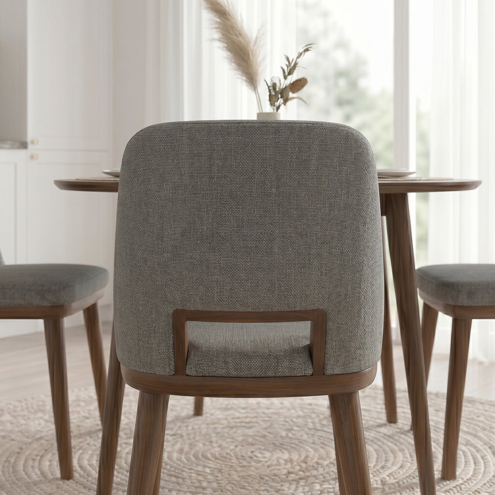 Bonney Light Grey Fabric Dining Chairs | Modern Mid-Century Solid Wood Side Chairs | MidinMod