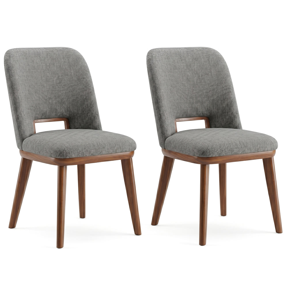 Bonney Light Grey Fabric Dining Chairs | Modern Mid-Century Solid Wood Side Chairs | MidinMod