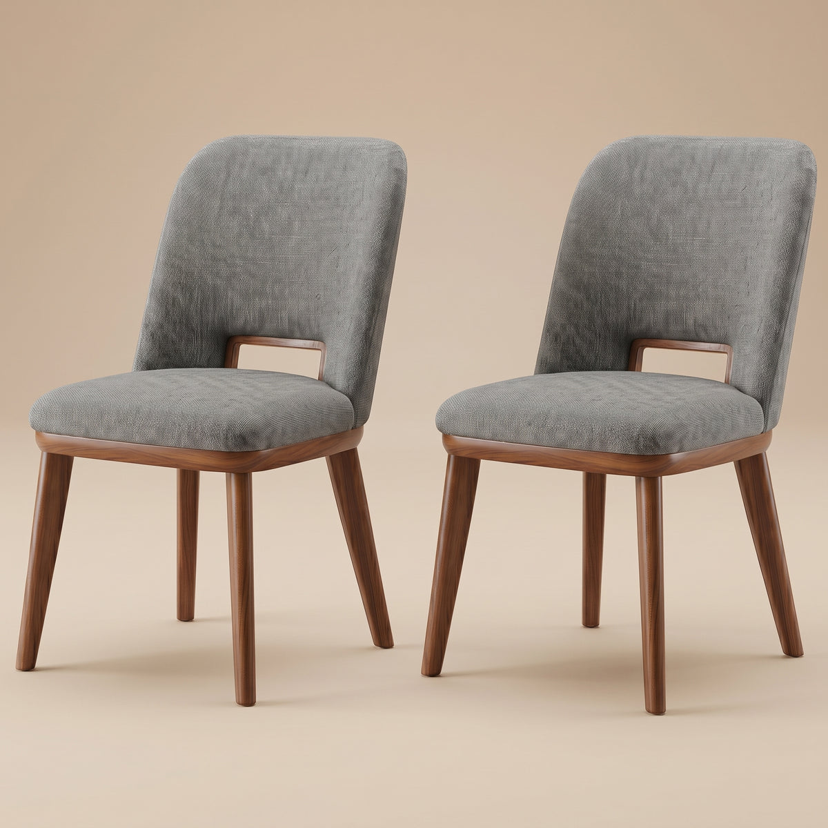 Bonney Light Grey Fabric Dining Chairs | Modern Mid-Century Solid Wood Side Chairs | MidinMod