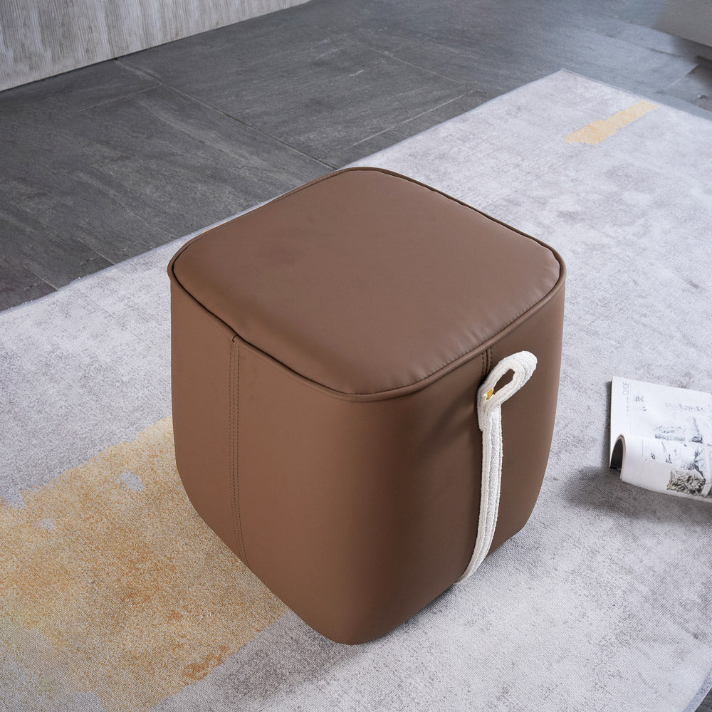 Brady Brown Vegan Leather Stool - MidinMod