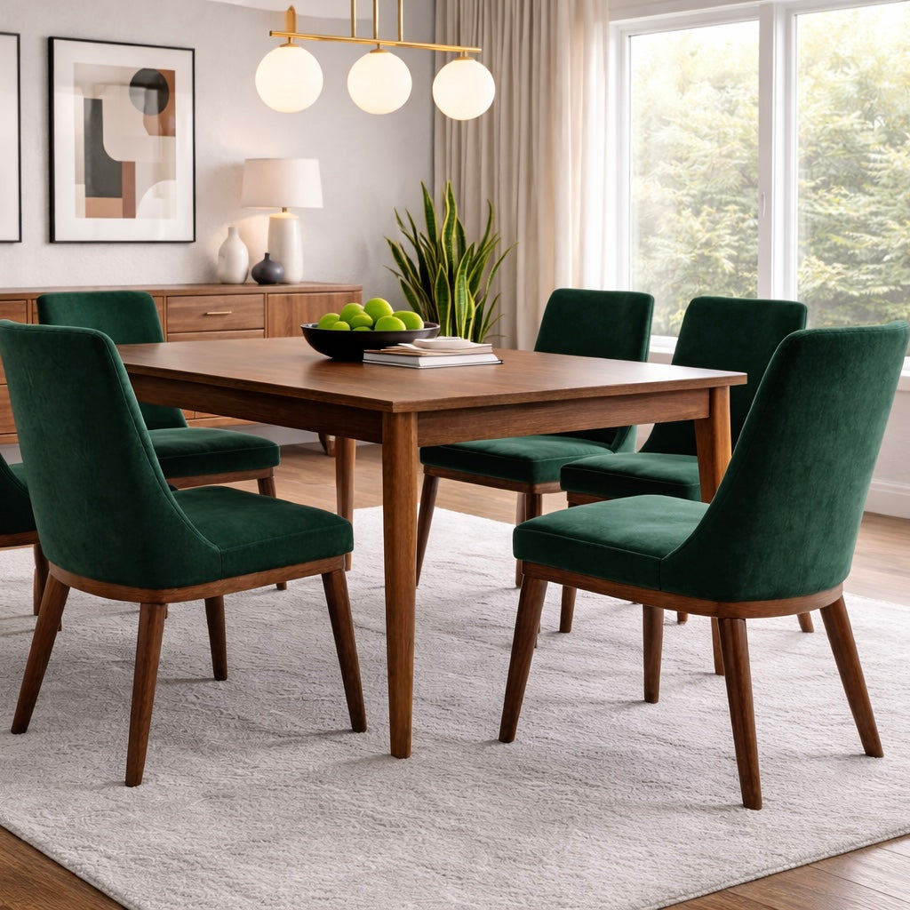 Brighton Dining Chair Emerald Green Velvet Set of 2 - MidinMod