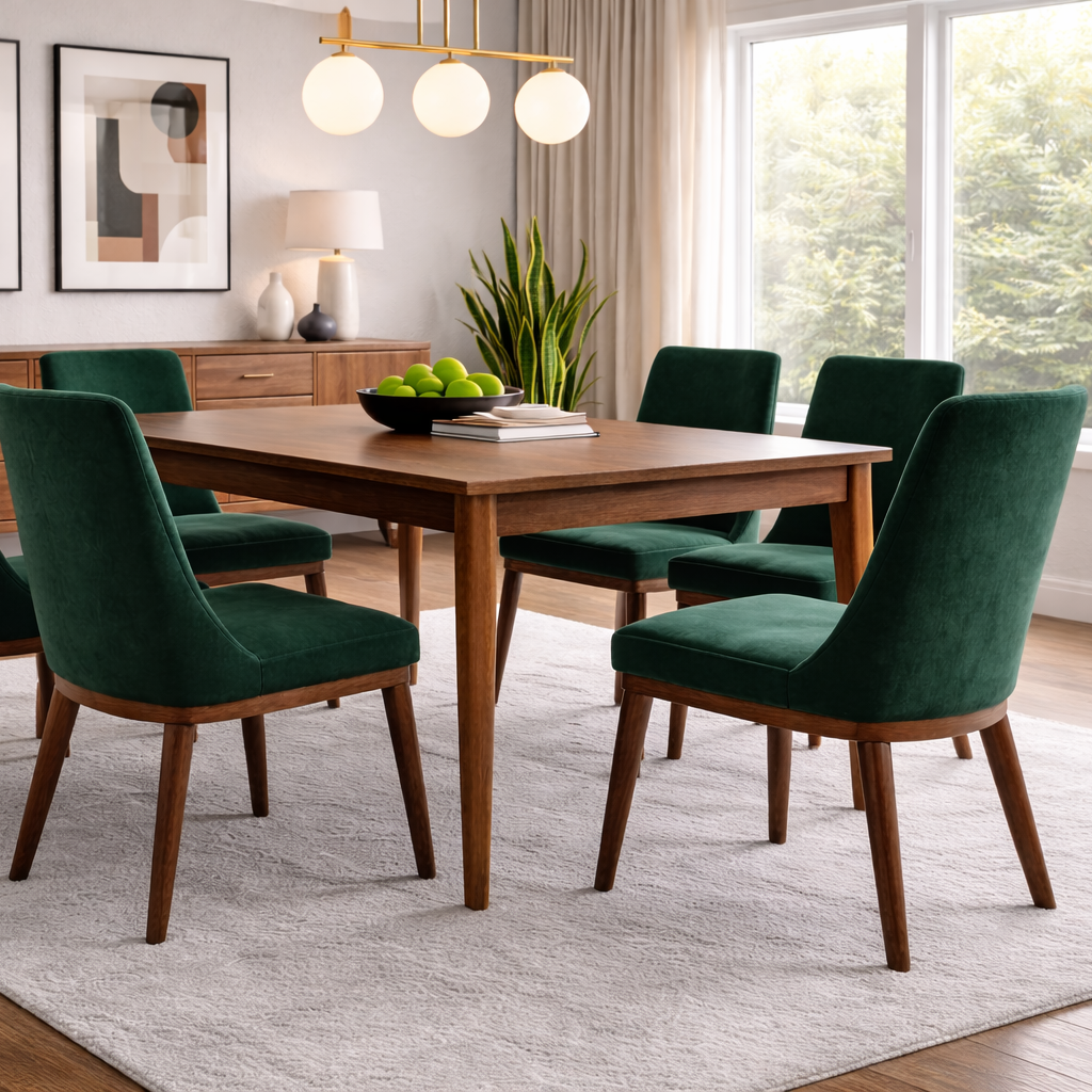 Brighton Dining Chair Emerald Green Velvet Set of 2 - MidinMod