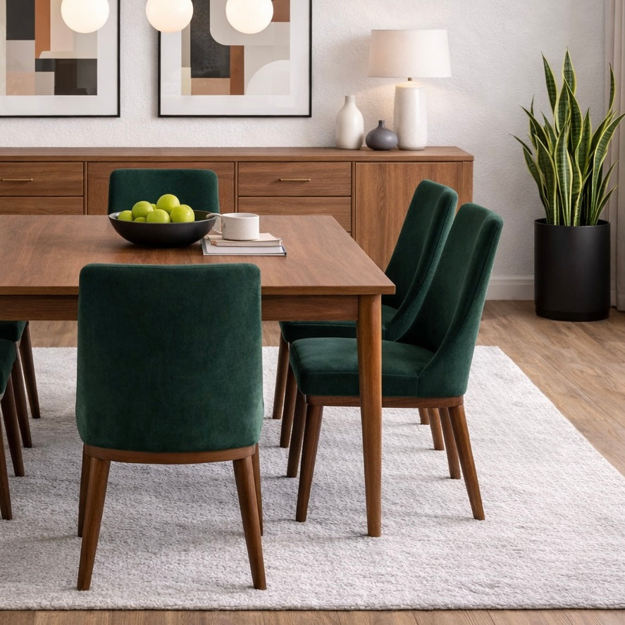 Brighton Dining Chair Emerald Green Velvet Set of 2 - MidinMod