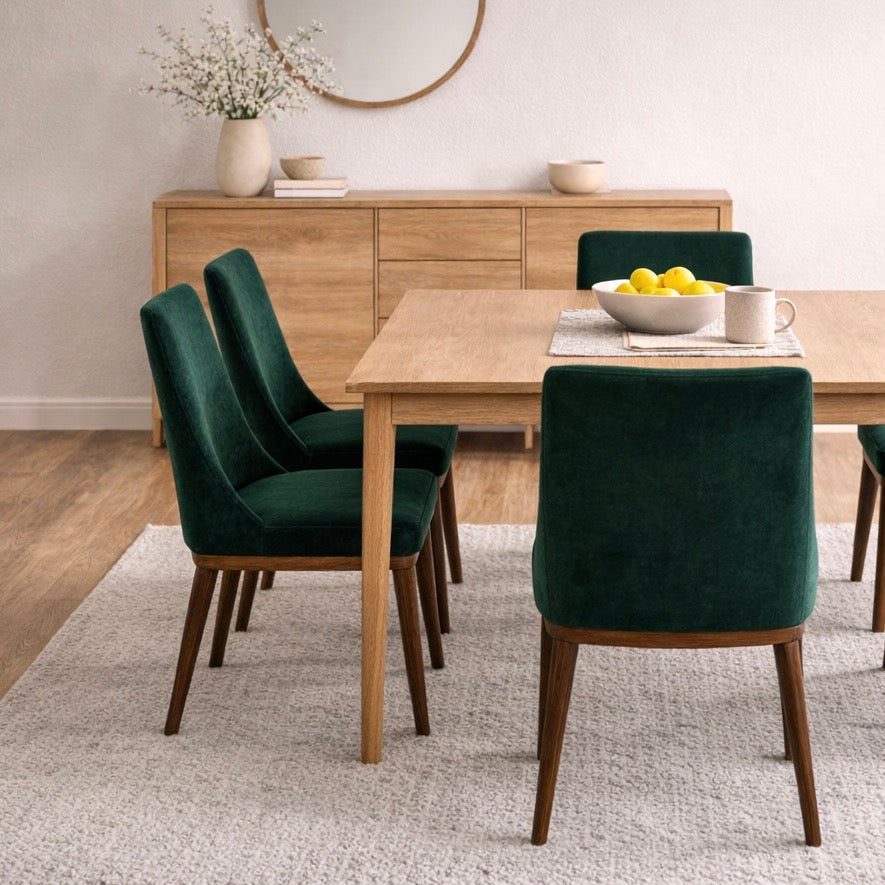 Brighton Dining Chair Emerald Green Velvet Set of 2 - MidinMod