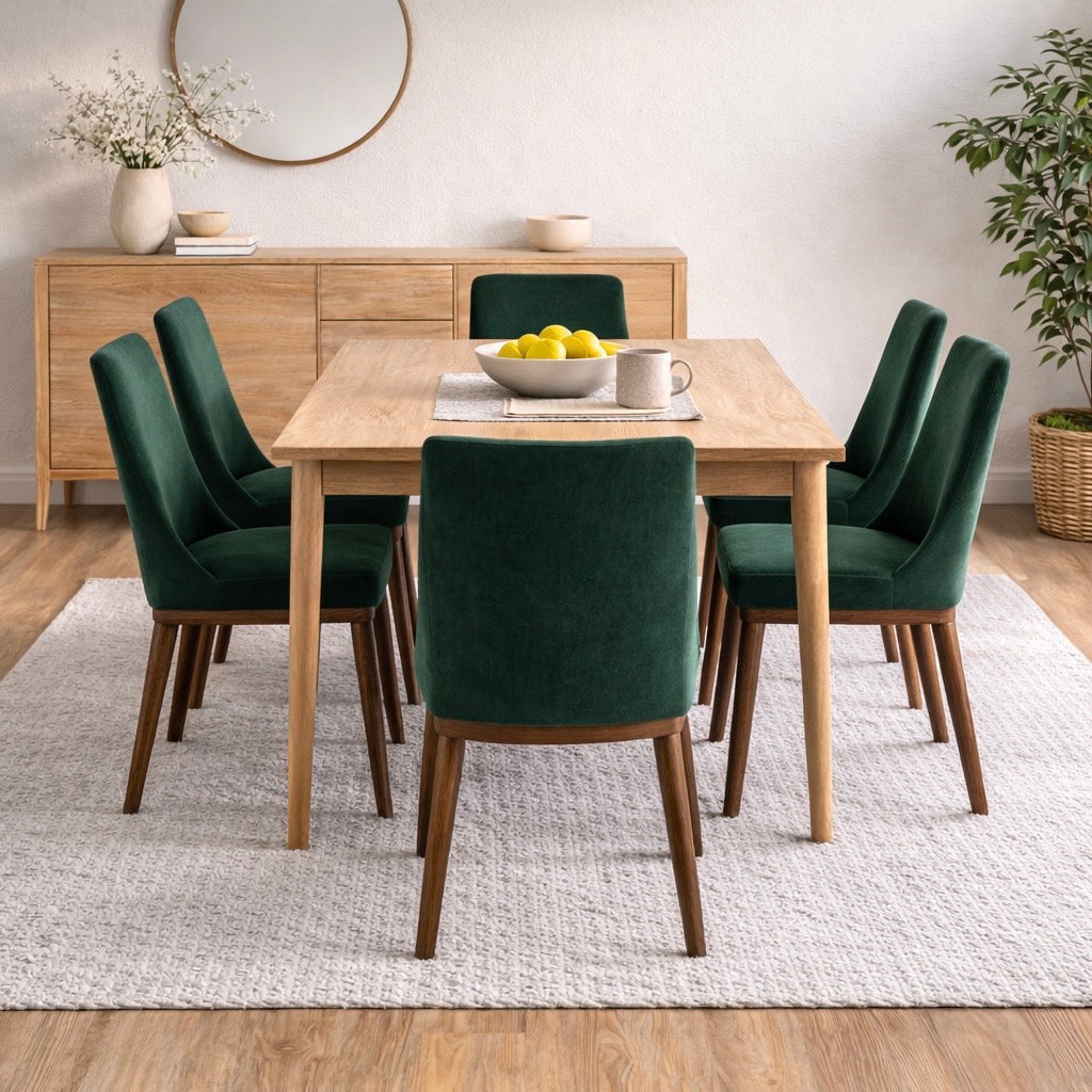 Brighton Dining Chair Emerald Green Velvet Set of 2 - MidinMod