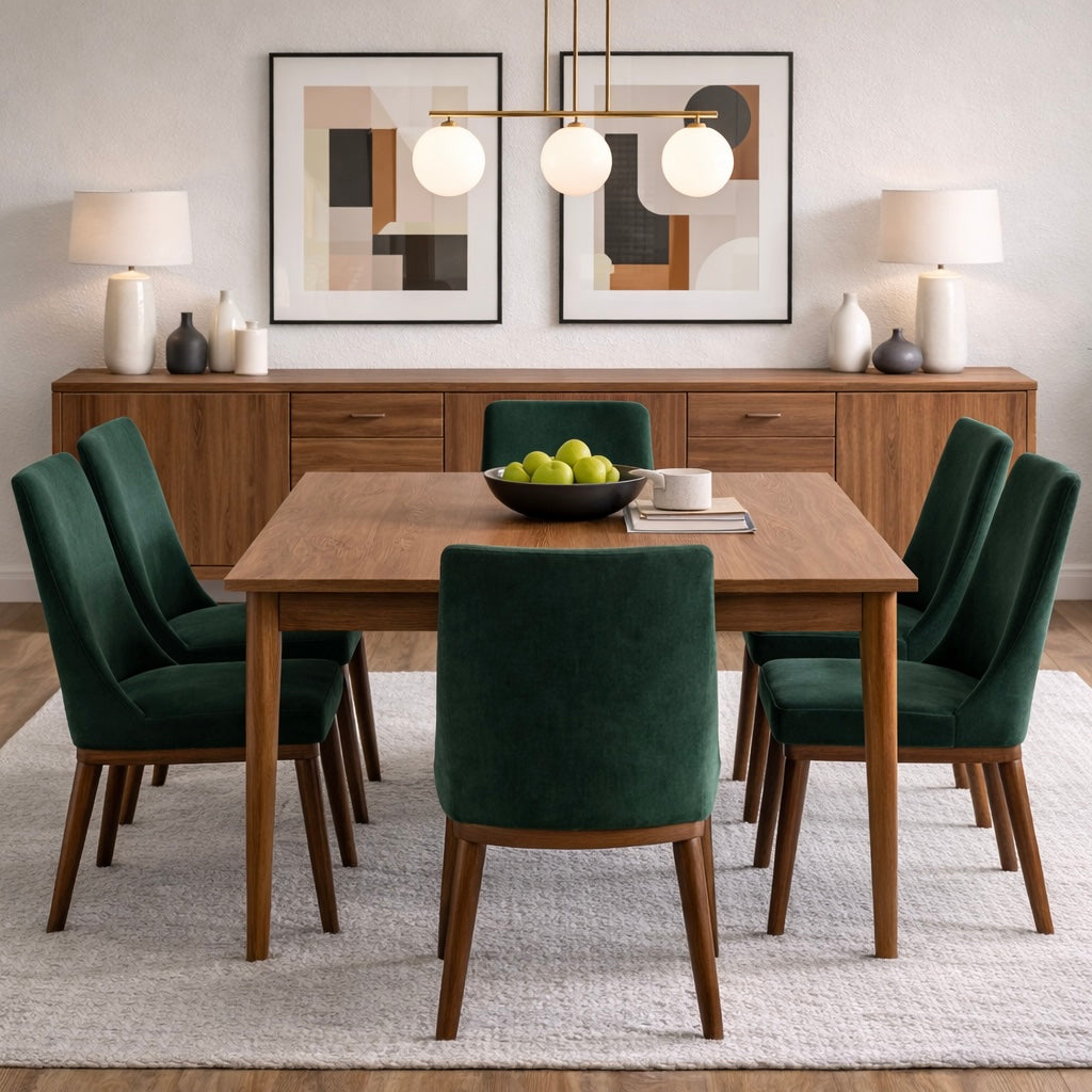 Brighton Dining Chair Emerald Green Velvet Set of 2 - MidinMod