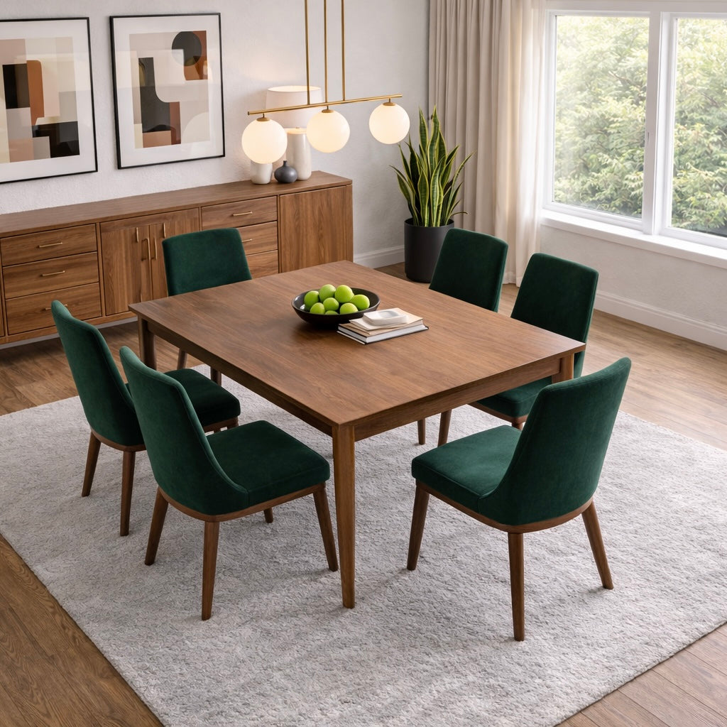 Brighton Dining Chair Emerald Green Velvet Set of 2 - MidinMod