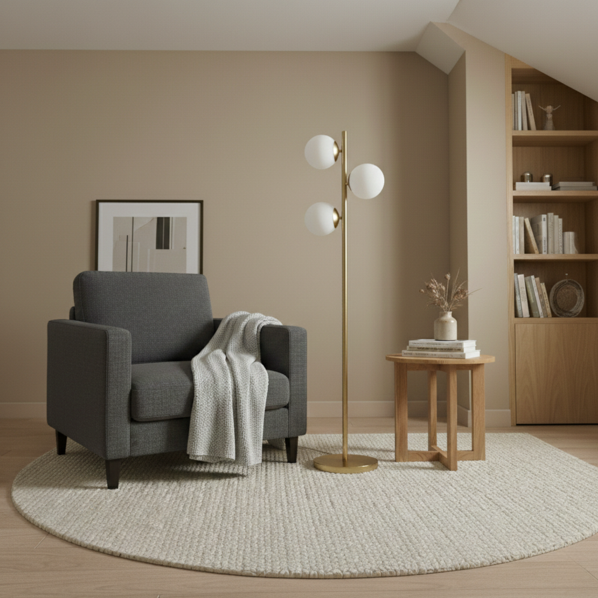 Brilliance Modern Gold Brush Floor Lamp with Opal Glass Shades | MidinMod